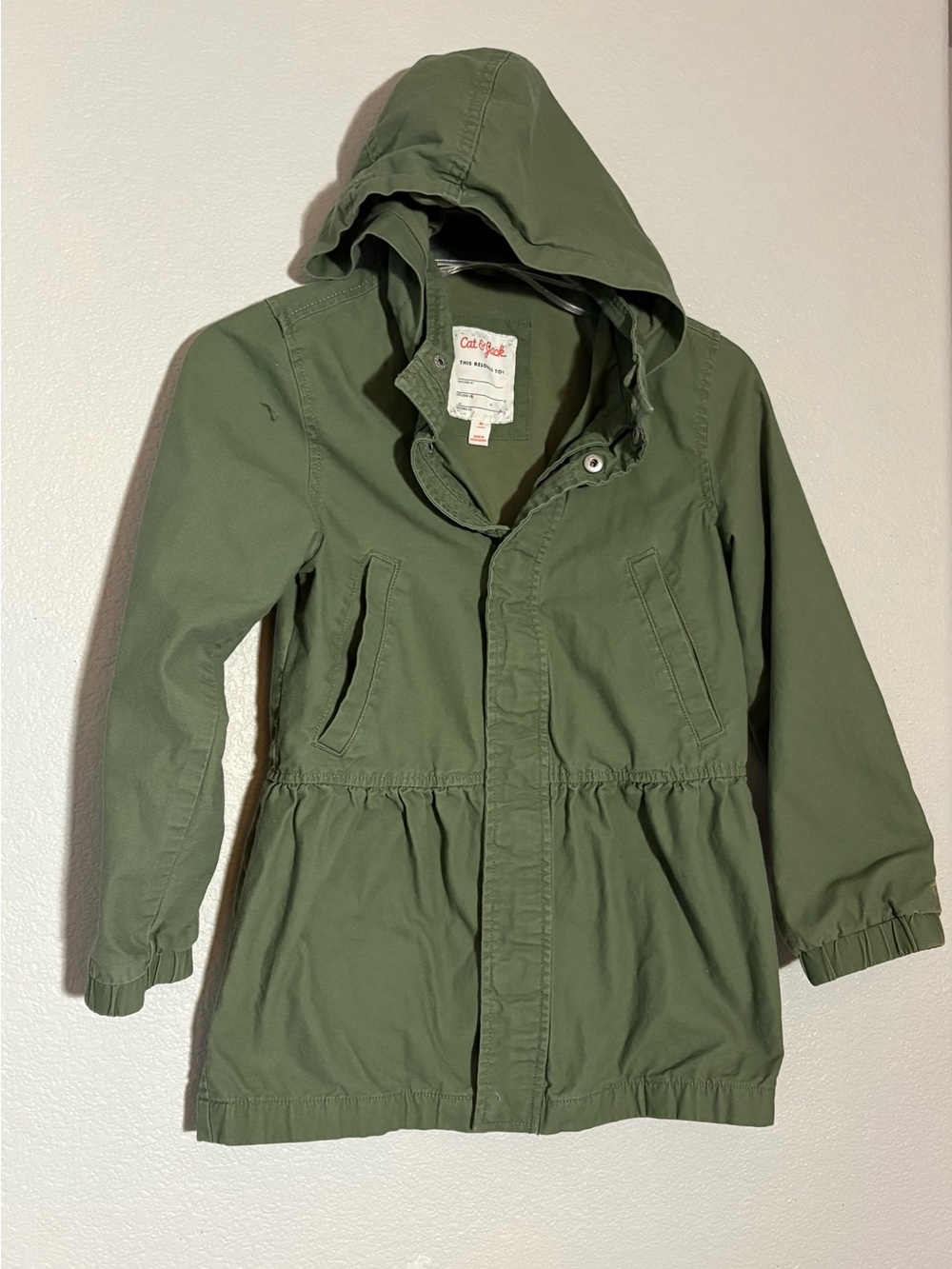 Cat & Jack Olive Green Hooded Utility Jacket - Girl’s sz M